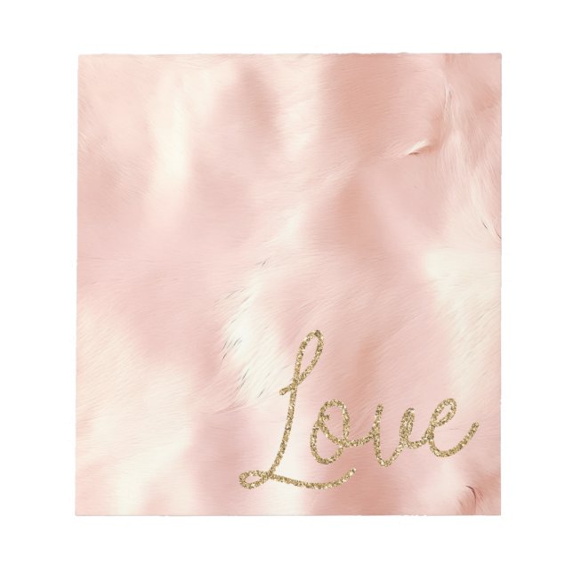 Southwest Blush Pink Cowgirl Cowhide Glitter Love Notepad (Front)