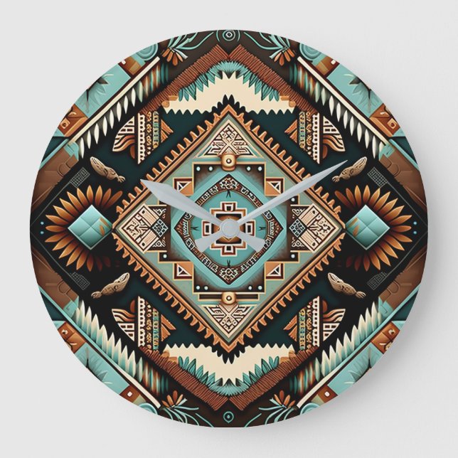 Southwest Boho Pattern Large Clock (Front)