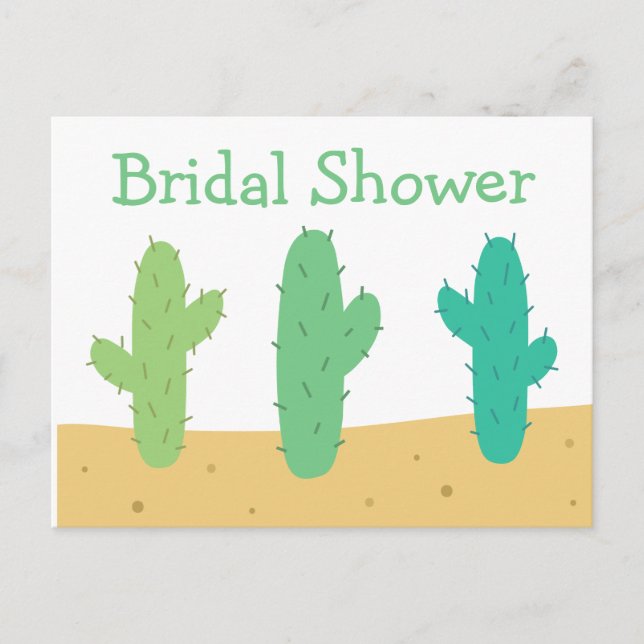 Southwest Bridal Shower Green Cactus Succulent Invitation Postcard (Front)