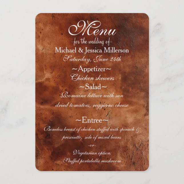 Southwest Brown Faux Leather (look) Menu (Front)