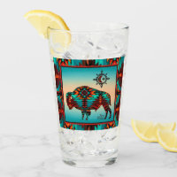 Southwest Buffalo And Sun Glass Cup