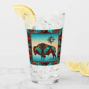 Southwest Buffalo And Sun Glass Cup