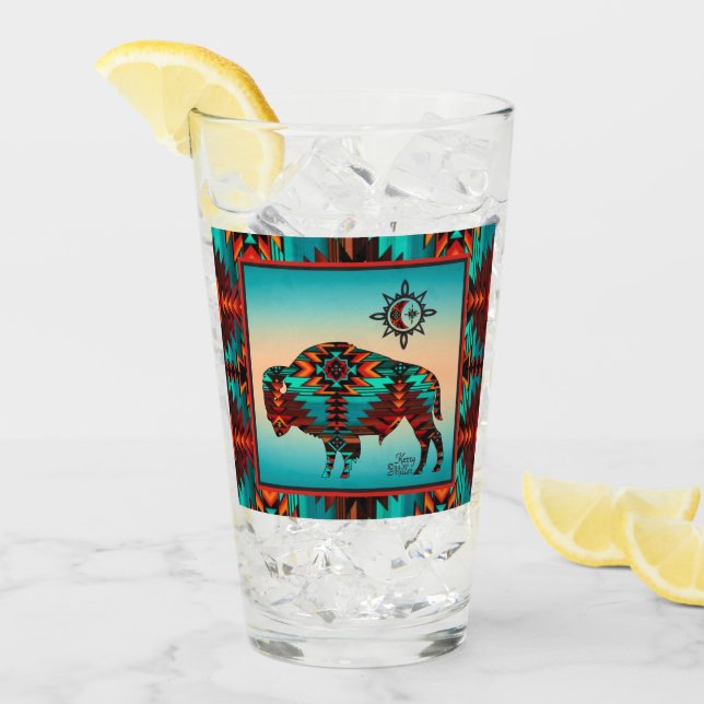 Southwest Buffalo And Sun Glass Cup (Front Ice)