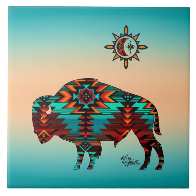 Southwest Buffalo And Sun Tile (Front)