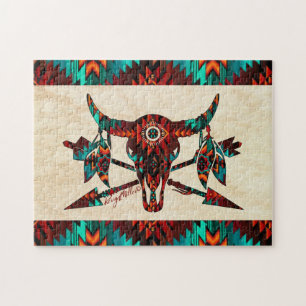 Southwest Buffalo Skull And Arrows Jigsaw Puzzle
