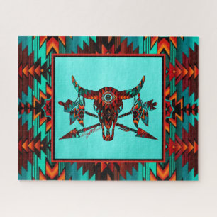 Southwest Buffalo Skull And Arrows Jigsaw Puzzle
