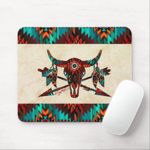 Southwest Buffalo Skull And Arrows Mouse Mat