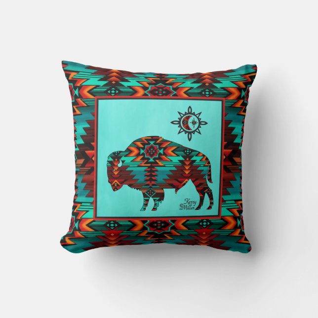 Southwest Buffalo  Throw Pillow (Front)