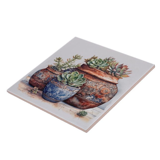 Southwest Cactus and Succulents  Tile (Side)