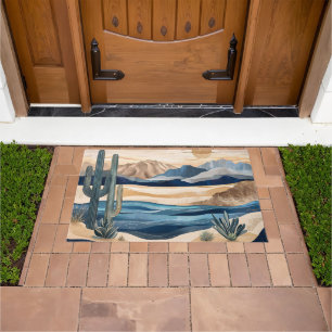 Southwest Cactus Beach Water Landscape Doormat