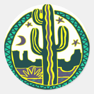 Southwest Cactus Classic Round Sticker