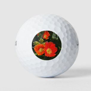 Southwest Cactus Flower Photo Bright Red Floral Golf Balls