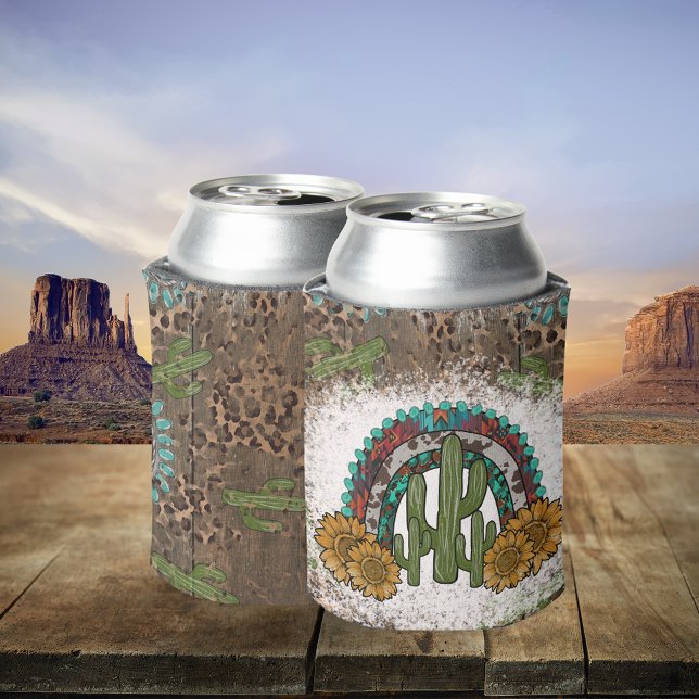 Southwest Cactus Leopard Sunflowers sublimation Can Cooler (Creator Uploaded)