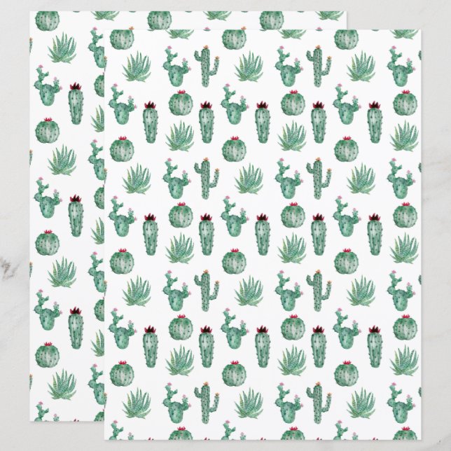 Southwest Cactus Scrapbook Paper (Front/Back)