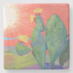 Southwest Cactus Sunset Stone Coaster