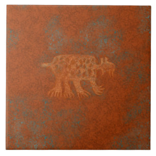 Southwest Canyons Bobcat Petroglyph  Tile