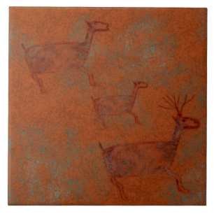 Southwest Canyons Deer Petroglyph  Tile