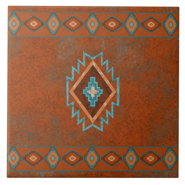 Southwest Canyons Diamond Geometric Border Tile (Front)