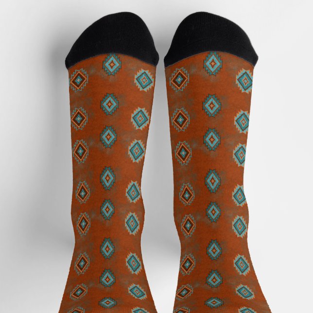 Southwest Canyons Geometric Diamond Socks (Top)