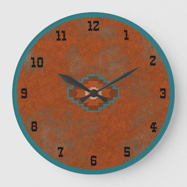 Southwest Canyons Geometric Mesa Old West Large Clock (Front)