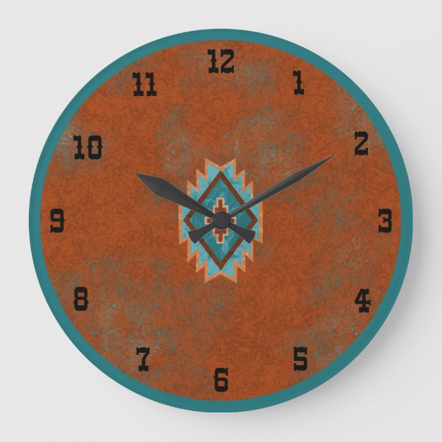 Southwest Canyons Geometric Mesa Old West Large Clock (Front)