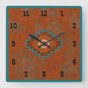 Southwest Canyons Geometric Western Style Square Wall Clock