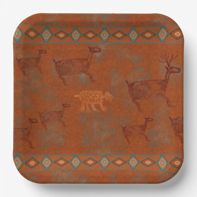 Southwest Canyons Petroglyphs Paper Plate (Front)