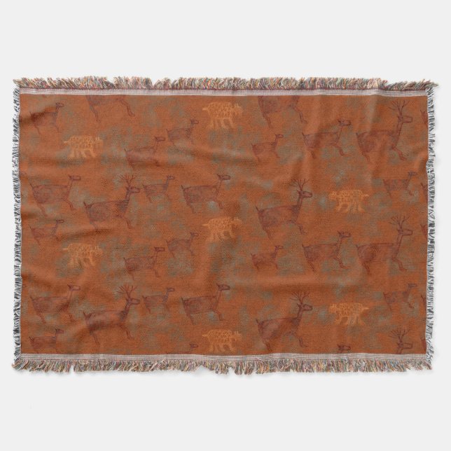 Southwest Canyons Petroglyphs Throw Blanket (Front)