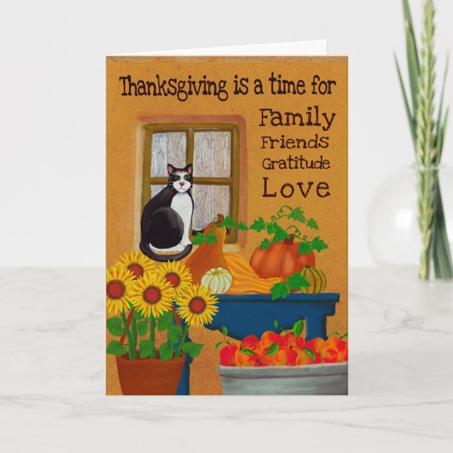 Southwest Cat Personalised Thanksgiving  Card (Front)