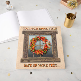 Southwest Chile Pepper Wreath Window Personalised Guest Book