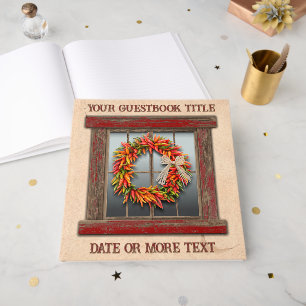Southwest Chile Pepper Wreath Window Personalized  Guest Book