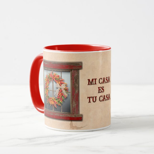 Southwest Chile Peppers Ristra Wreath Personalized Mug (Front Left)