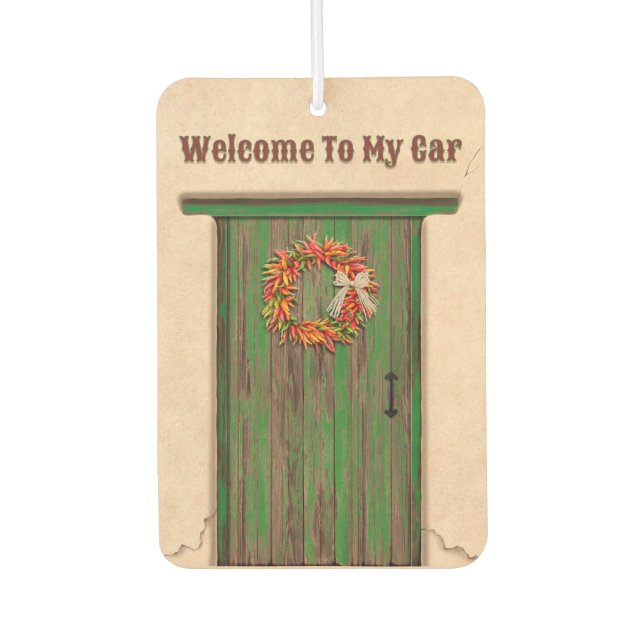 Southwest Chile Ristra Wreath Green Wood Door Car Air Freshener (Front)