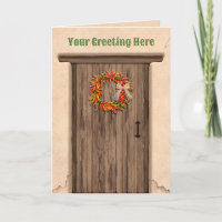 Southwest Chile Ristra Wreath on Rustic Wood Door