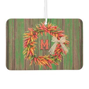 Southwest Chile Ristra Wreath Personalised Initial Car Air Freshener