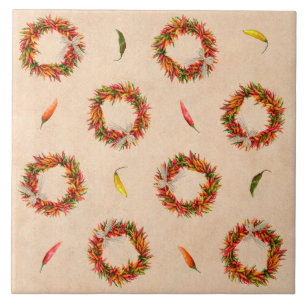 Southwest Chile Ristra Wreaths All Over Pattern Tile