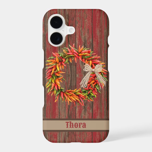 Southwest Chile Wreath Red Barn Wood Personalized (Back)