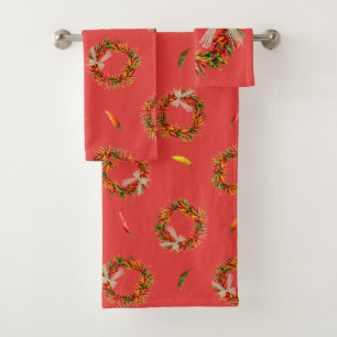 Southwest Chile Wreaths and Peppers Customizeable  Bath Towel Set