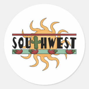 Southwest - Chilli Peppers & Sun Classic Round Sticker