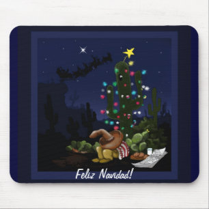 Southwest Christmas cactus cartoon Mouse Mat