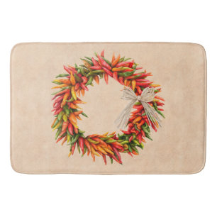 Southwest Colorful Rustic Chile Ristra Wreath Bath Mat