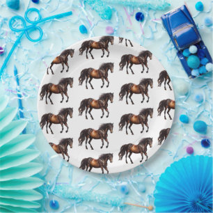 Southwest Cowboy Cowgirl Horses Paper Plate