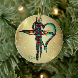 Southwest Cross And Heart Christmas Ornament