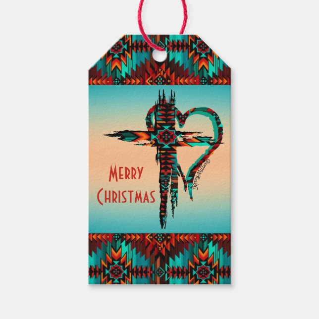 Southwest Cross And Heart Gift Tags (Front)