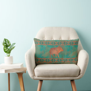 Southwest Cute Baby Javelina Copper Teal  Lumbar Cushion