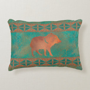 Southwest Cute Javelina Baby Copper Teal  Decorative Cushion