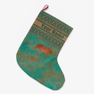 Southwest Cute Javelina Kid Personalised Large Christmas Stocking