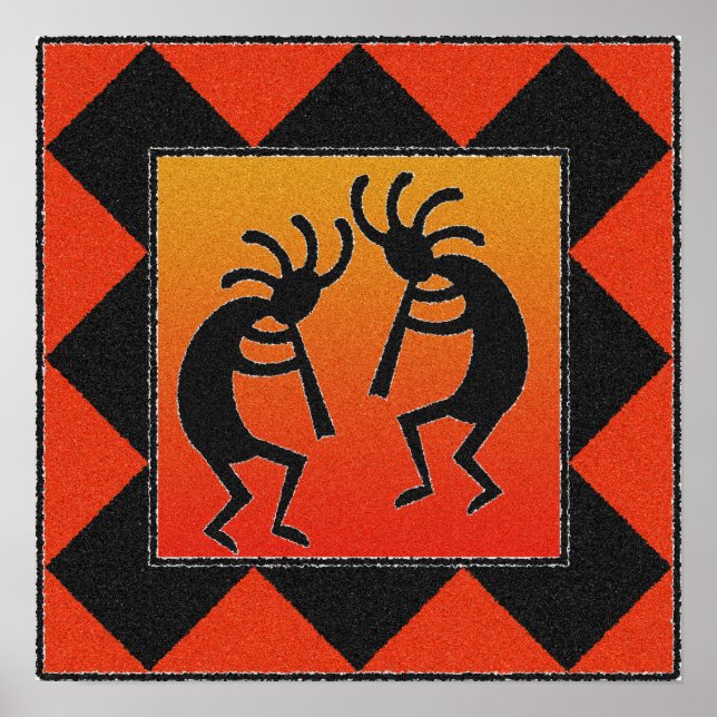Southwest Dancing Kokopelli Design Poster (Front)