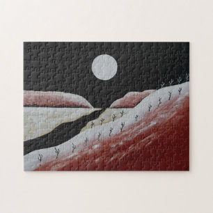 Southwest Desert Abstract Red and Black Jigsaw Puzzle