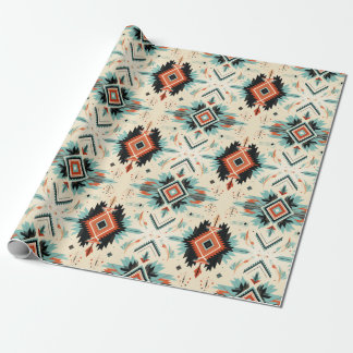 Southwest Desert Blue Adobo Terracotta Pattern Wrapping Paper
